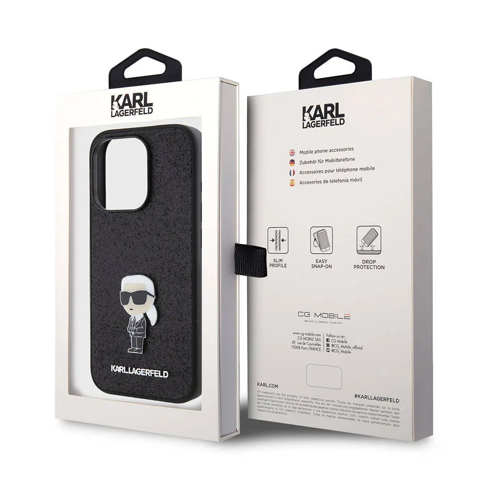 iPhone 15 Pro Max Kılıf, Fixed Glitter Metal Logo - Karl Lagerfeld