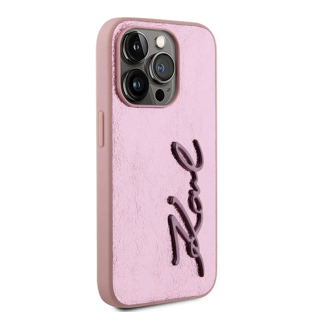 iPhone 15 Pro Max Kılıf, 3D KL Yazılı Tüylü Arka Yüzey - Karl Lagerfeld