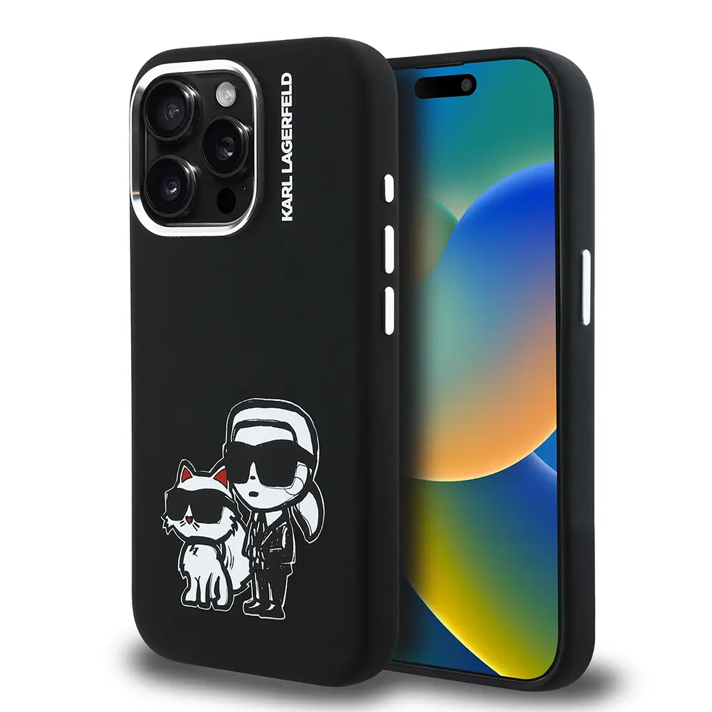 iPhone 15 Pro Max Silikon Kılıf - Karl Lagerfeld Karl & Choupette