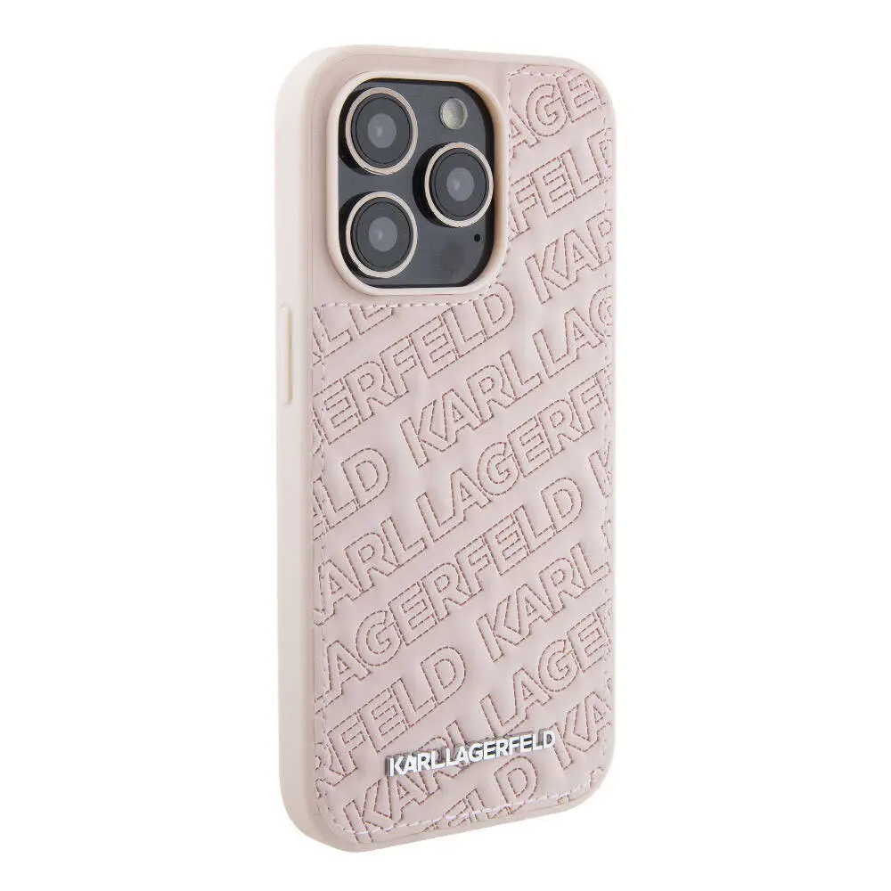 iPhone 15 Pro Max Dikişli Logolu Kapitone Kılıf - Karl Lagerfeld