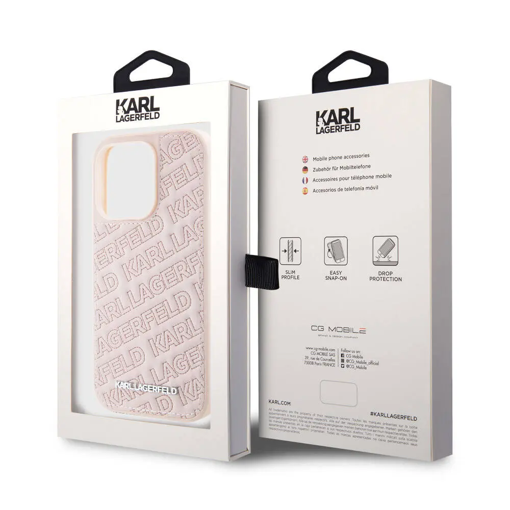 iPhone 15 Pro Max Dikişli Logolu Kapitone Kılıf - Karl Lagerfeld