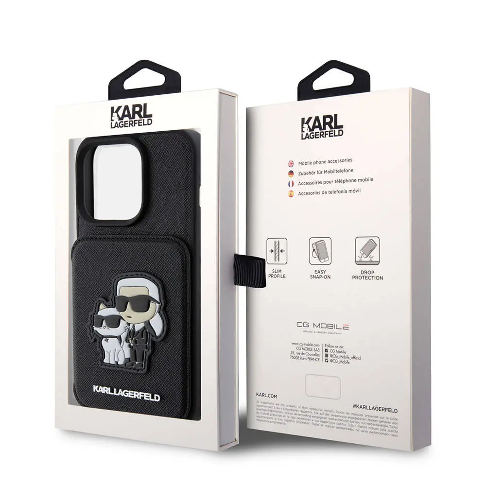 iPhone 15 Pro Max Standlı Kartlıklı Saffiano Kılıf - Karl Lagerfeld