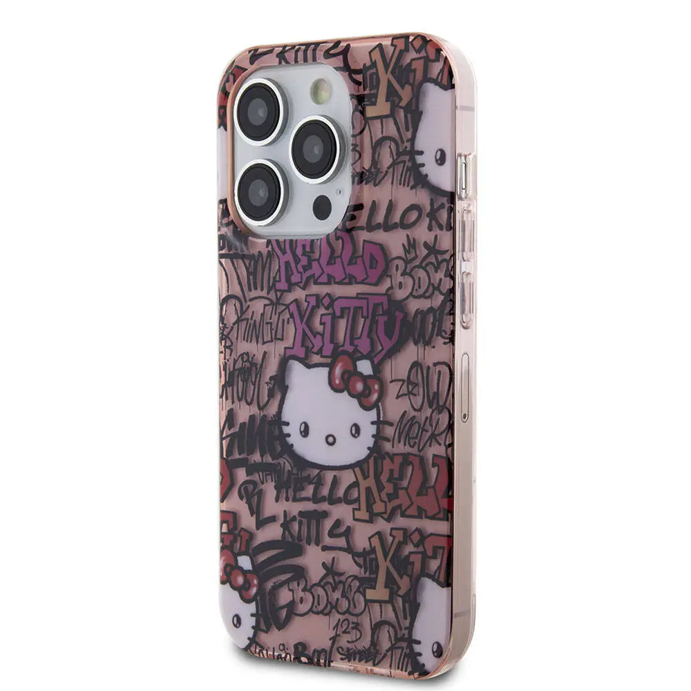 iPhone 15 Pro Max Hello Kitty Lisanslı Kılıf, İkonik Logolu Graffiti Tasarım