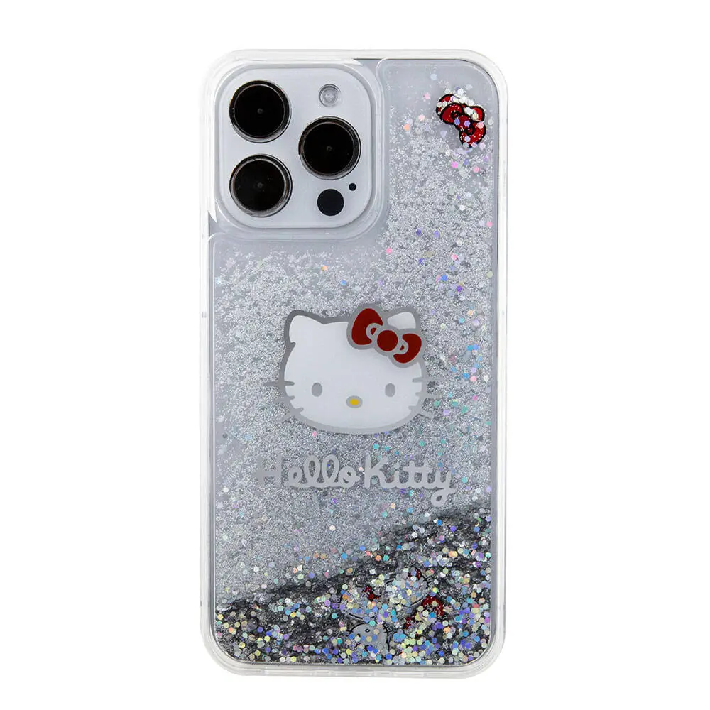 iPhone 15 Pro Max Sıvılı Glitter Kılıf - Hello Kitty Lisanslı