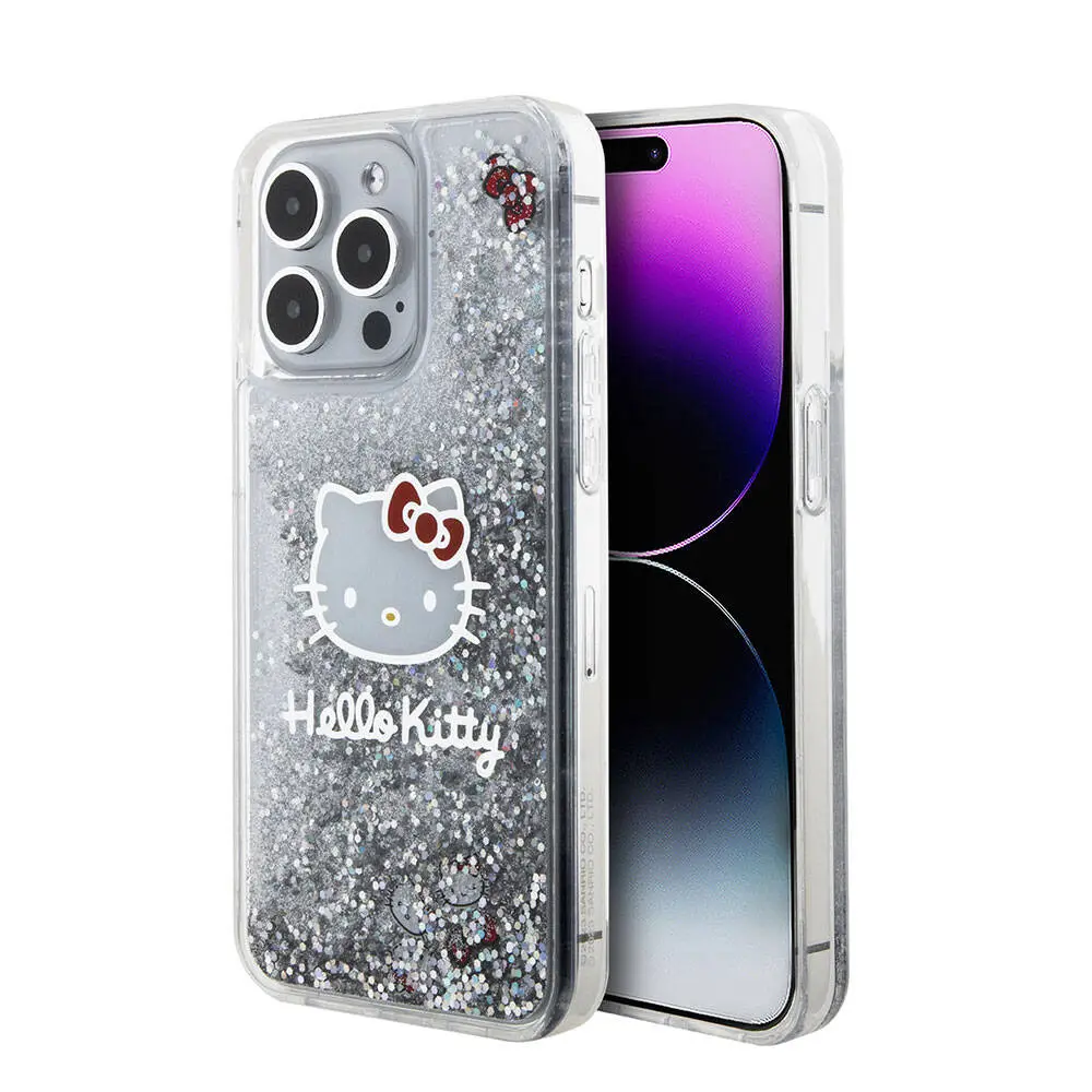 iPhone 15 Pro Max Sıvılı Glitter Kılıf - Hello Kitty Lisanslı