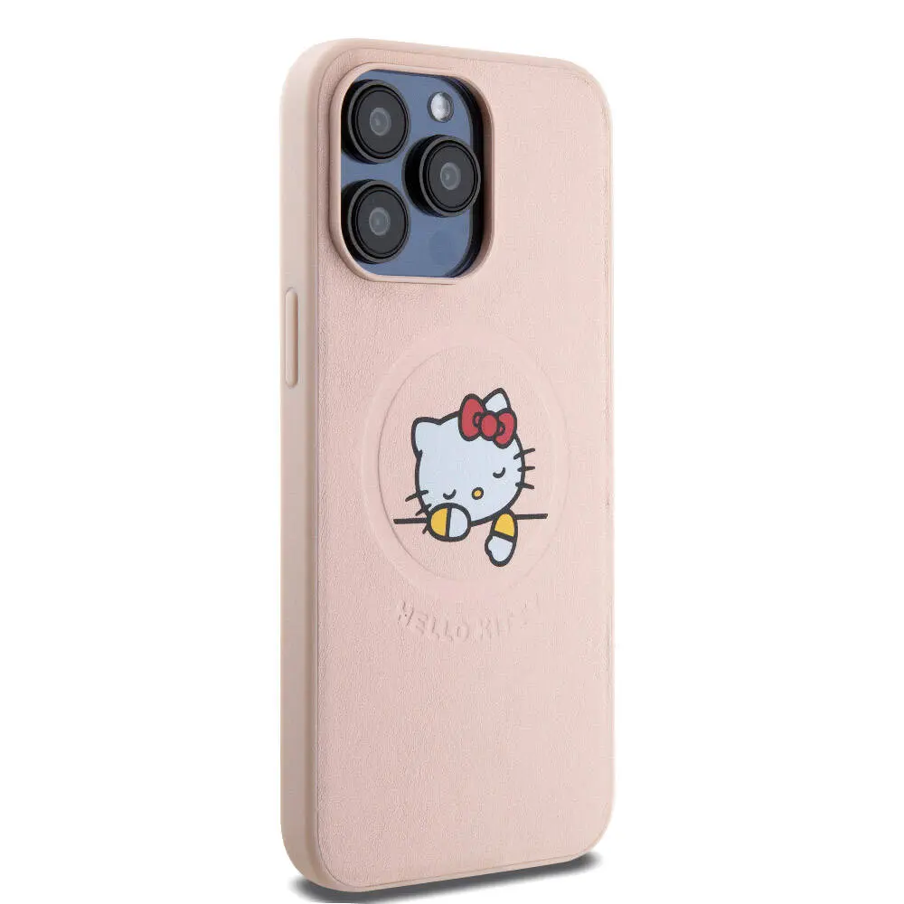 iPhone 15 Pro Max MagSafe Uyumlu Hello Kitty Lisanslı Deri Kılıf