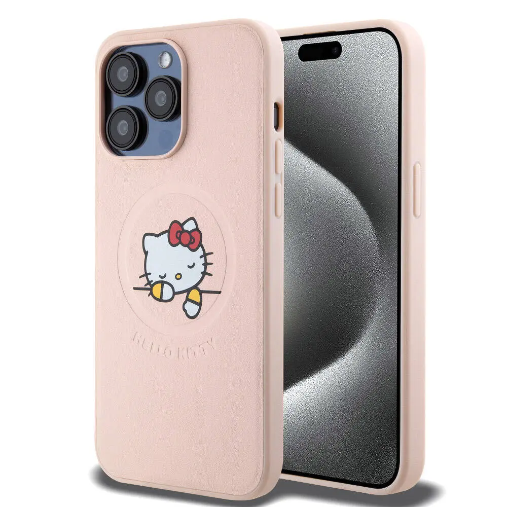 iPhone 15 Pro Max MagSafe Uyumlu Hello Kitty Lisanslı Deri Kılıf