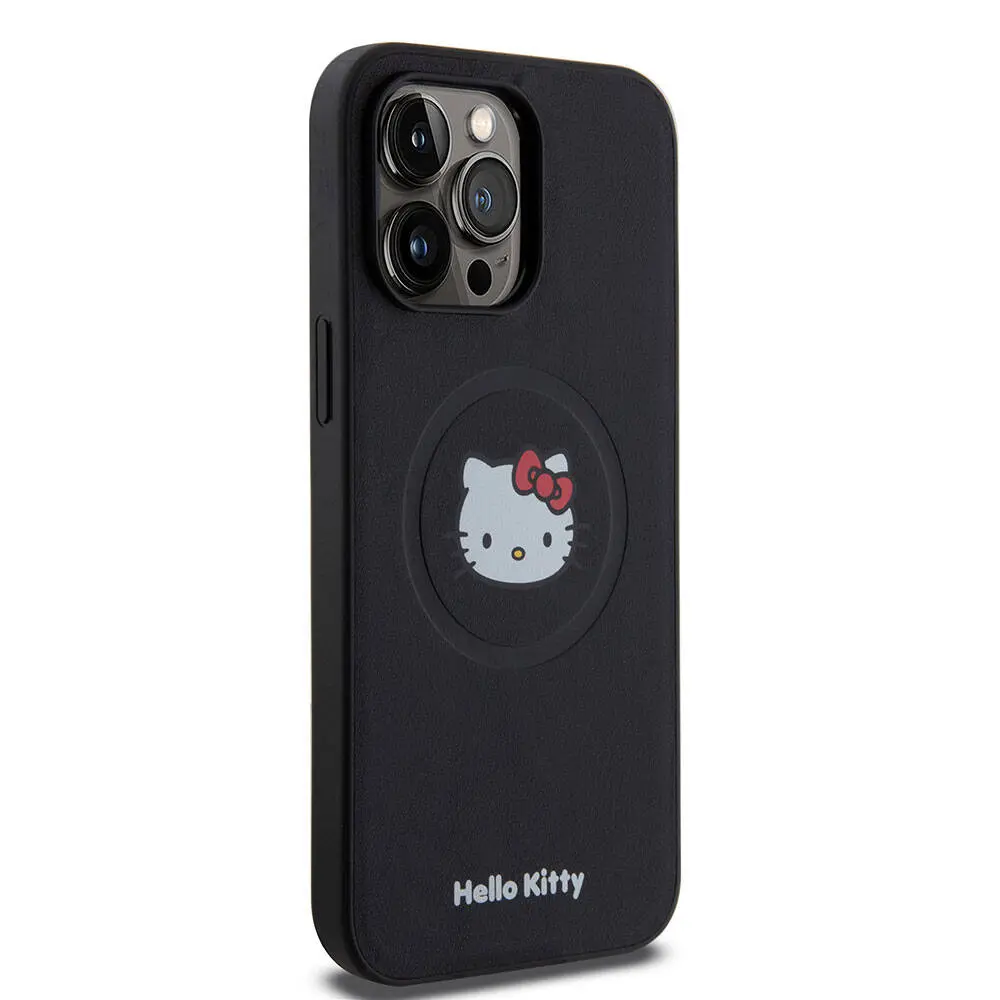 iPhone 15 Pro Max MagSafe Uyumlu Deri Kılıf - Hello Kitty Kitty Head