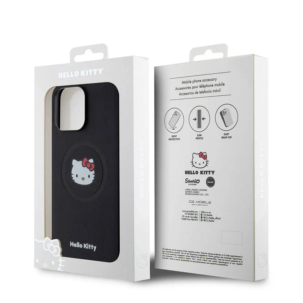 iPhone 15 Pro Max MagSafe Uyumlu Deri Kılıf - Hello Kitty Kitty Head
