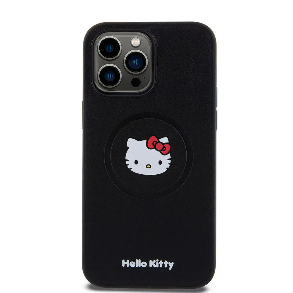 iPhone 15 Pro Max MagSafe Uyumlu Deri Kılıf - Hello Kitty Kitty Head