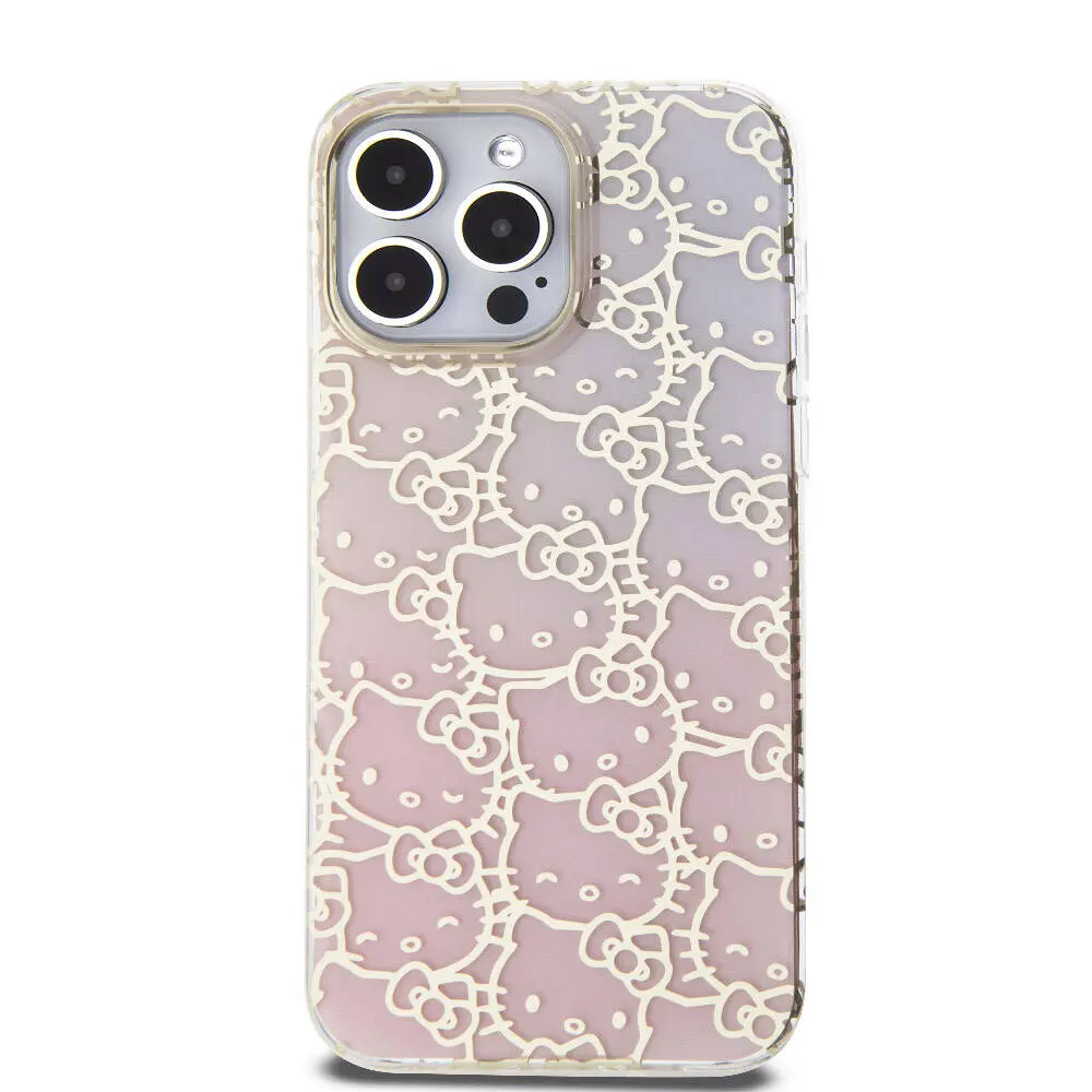 iPhone 15 Pro Max Lisanslı Renk Geçişli Kılıf - Hello Kitty Kitty Head