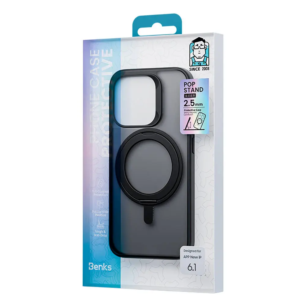 iPhone 15 Pro Max MagSafe Uyumlu 360° Dönebilen Standlı Kılıf - Benks Pop Stand