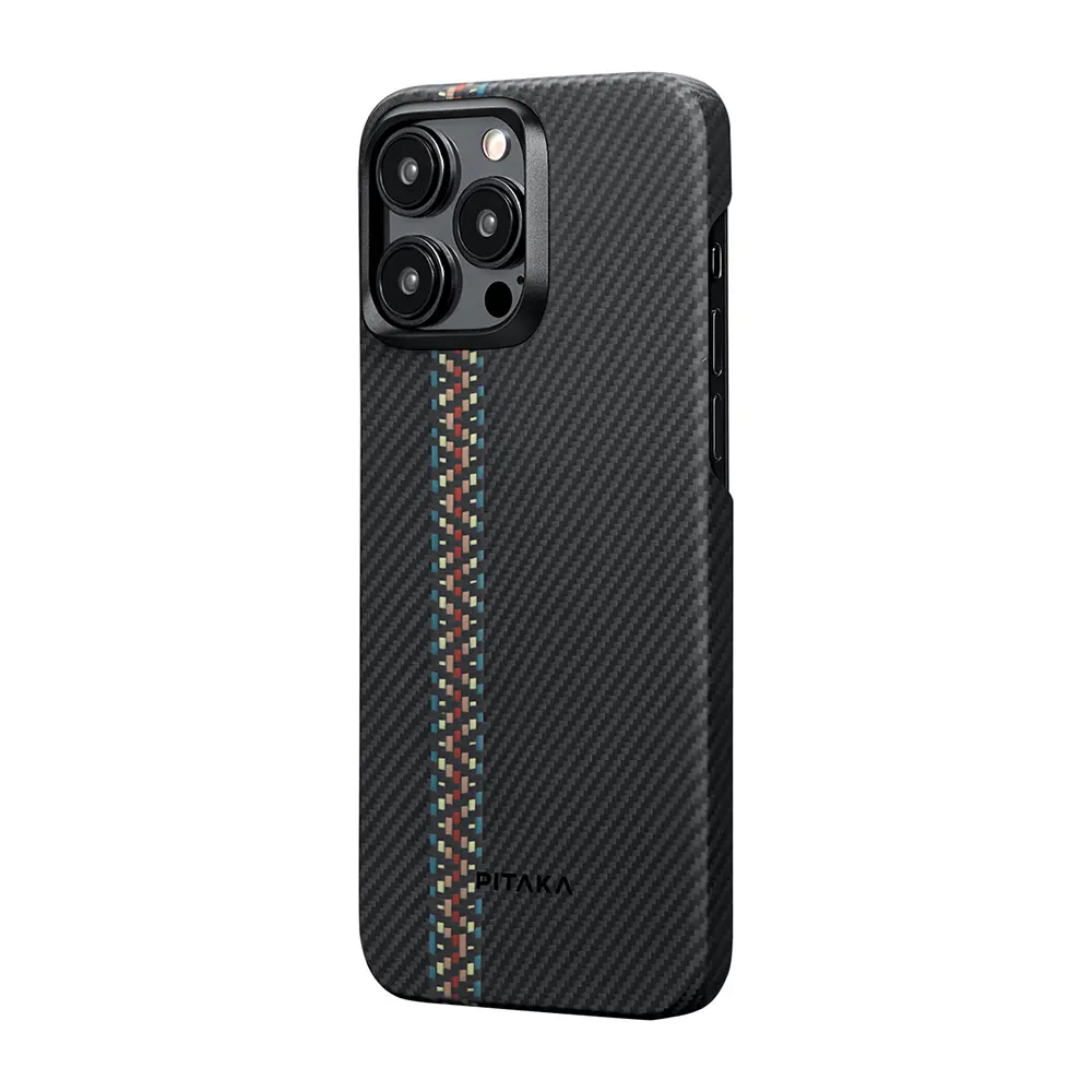 iPhone 15 Pro Max MagSafe Uyumlu Aramid Fiber Kılıf - Pitaka Tactile Woven Orchestra Rhapsody