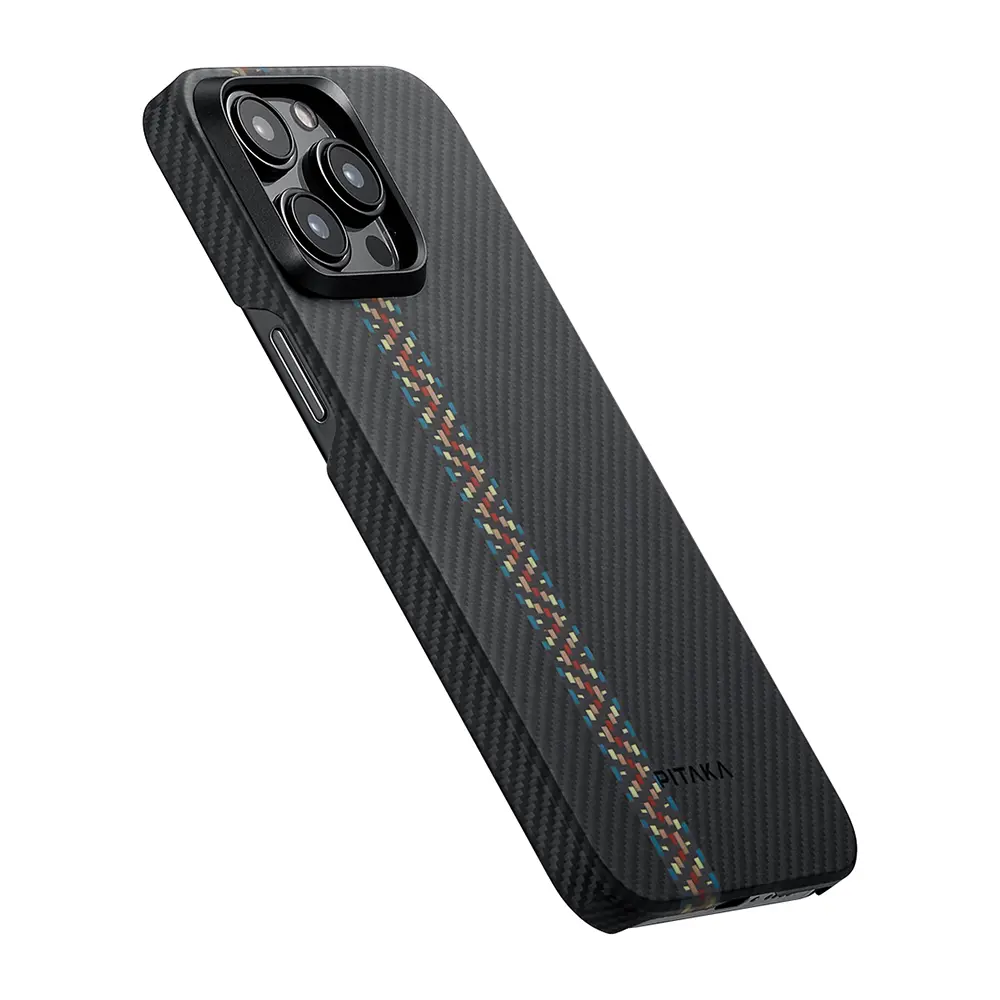 iPhone 15 Pro Max MagSafe Uyumlu Aramid Fiber Kılıf - Pitaka Tactile Woven Orchestra Rhapsody