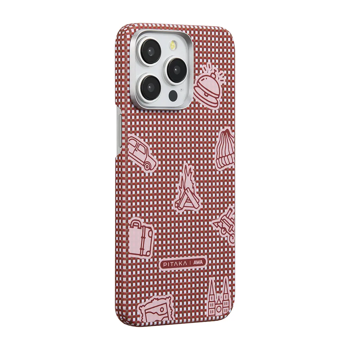 iPhone 15 Pro Max MagSafe Uyumlu Aramid Fiber Kılıf - Pitaka Ultra-Slim Classic Bonfire