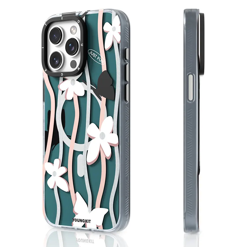 iPhone 15 Pro Max MagSafe Uyumlu Çift Katmanlı Kılıf - Youngkit Star&Butterfly