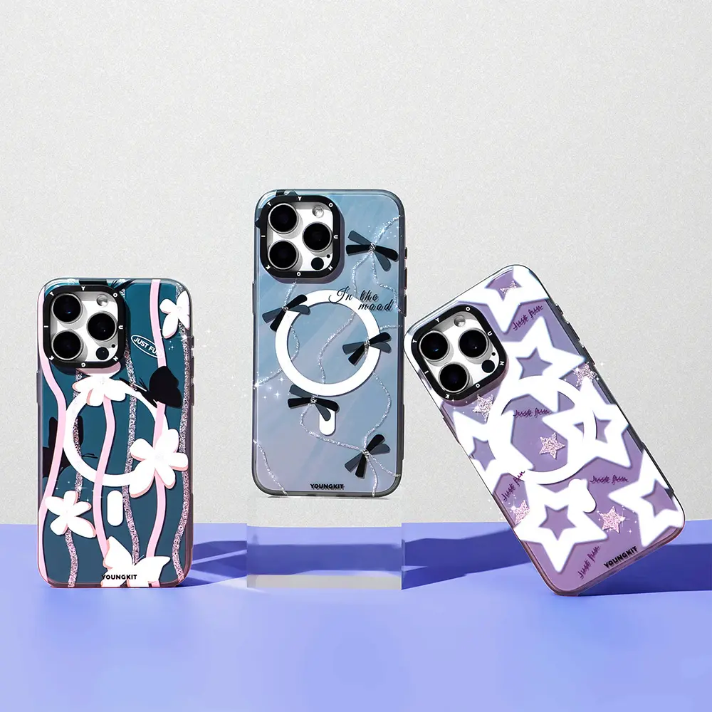 iPhone 15 Pro Max MagSafe Uyumlu Çift Katmanlı Kılıf - Youngkit Star&Butterfly