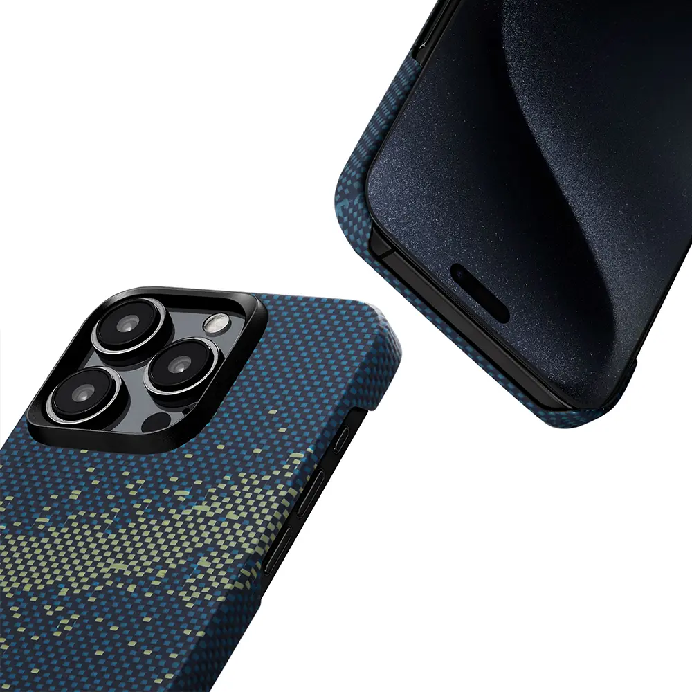iPhone 15 Pro Max MagSafe Uyumlu Aramid Fiber Kılıf - Pitaka Tactile Woven Starpeak Milky Way Galaxy