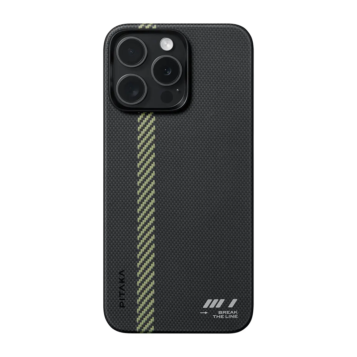 iPhone 15 Pro Max MagSafe Uyumlu Aramid Fiber Kılıf - Pitaka Tactile Woven Break The Line