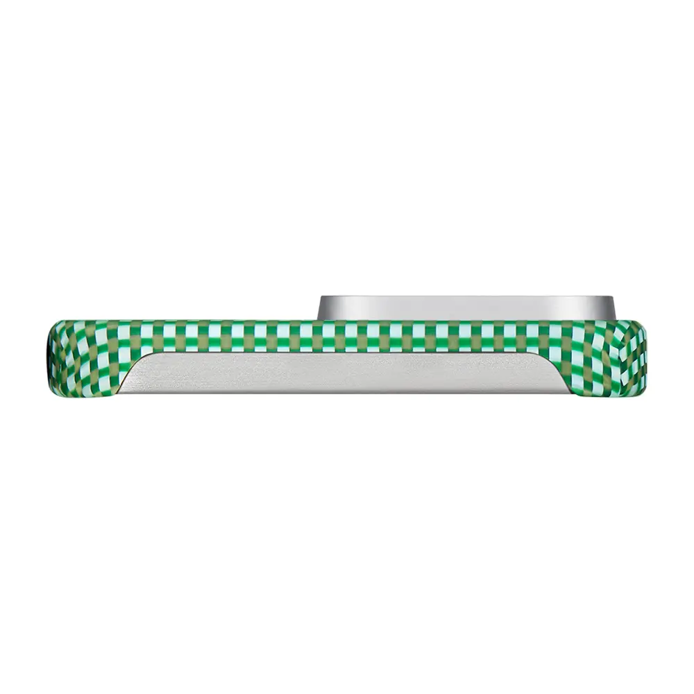 iPhone 15 Pro Max MagSafe Uyumlu Aramid Fiber Kılıf - Pitaka Ultra-Slim Classic Forest Green