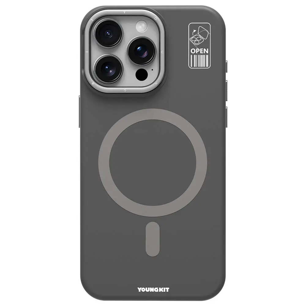 iPhone 15 Pro Max MagSafe Uyumlu Kamera Standlı Silikon Kılıf - Youngkit Bitty Cream