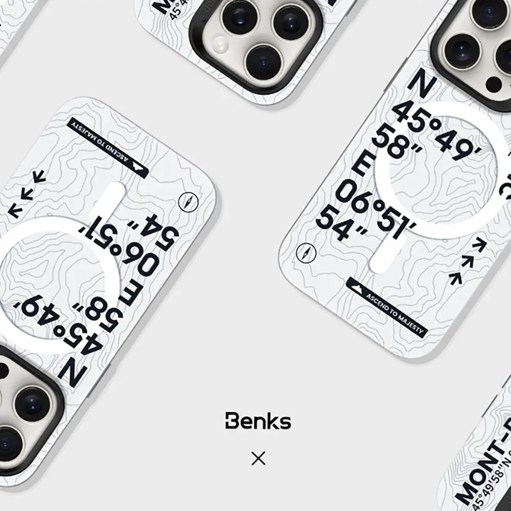iPhone 15 Pro Max MagSafe Uyumlu Kılıf, Koordinat Desenli - Benks Summit