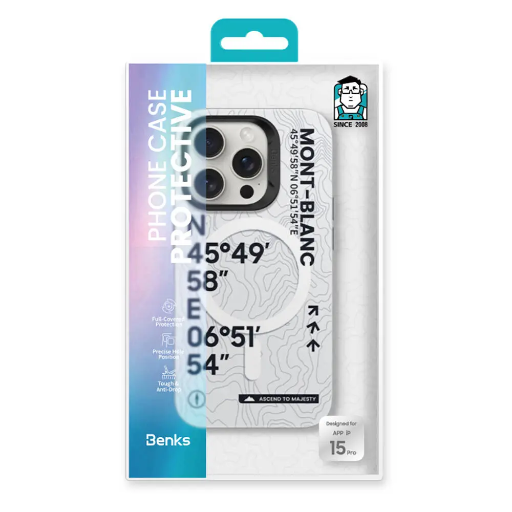 iPhone 15 Pro Max MagSafe Uyumlu Kılıf, Koordinat Desenli - Benks Summit