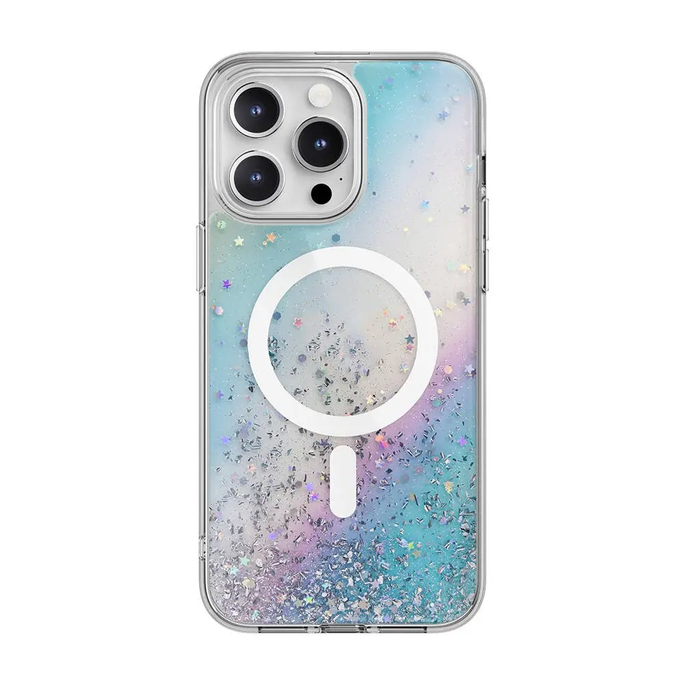 iPhone 15 Pro Max MagSafe Uyumlu Şeffaf Simli Kılıf - Switcheasy Starfield-M