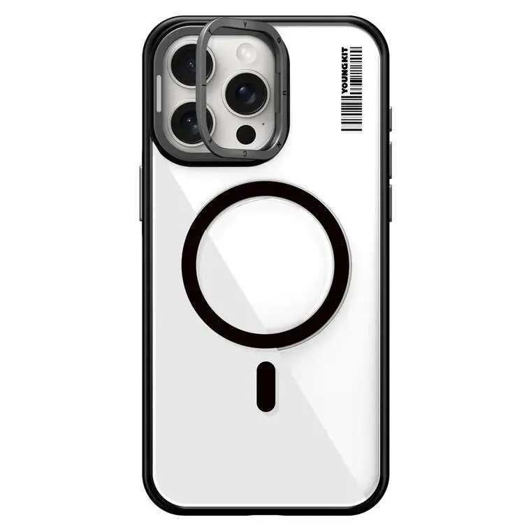iPhone 15 Pro Max MagSafe Uyumlu Şeffaf Kılıf - Youngkit Crystal Grid
