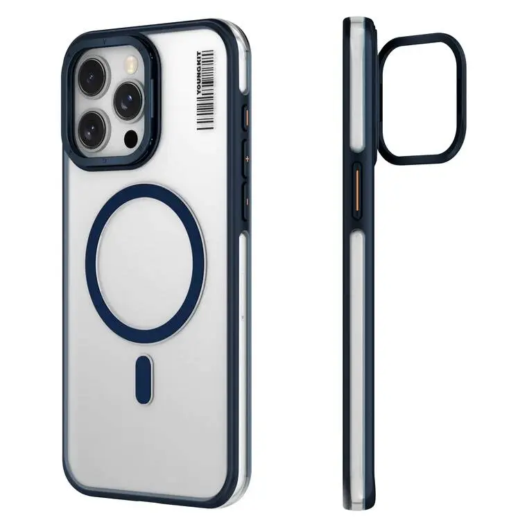 iPhone 15 Pro Max MagSafe Uyumlu Şeffaf Kılıf - Youngkit Crystal Grid