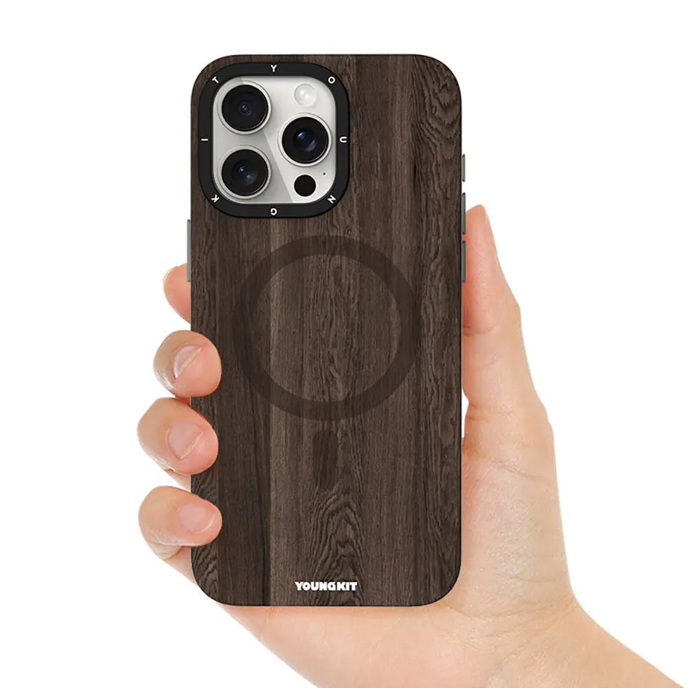 iPhone 15 Pro Max MagSafe Uyumlu Sararmaya Dayanıklı Kılıf - Youngkit Wood Forest