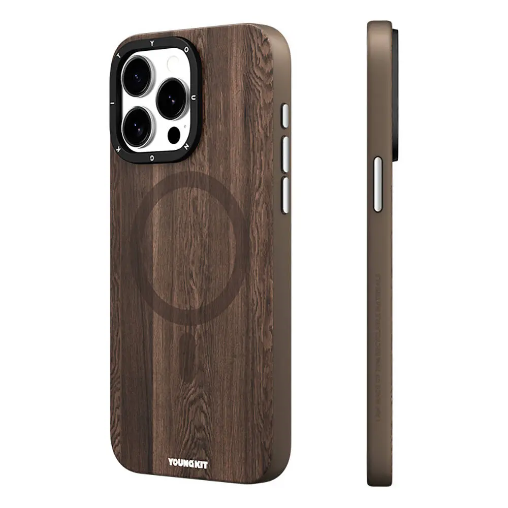 iPhone 15 Pro Max MagSafe Uyumlu Sararmaya Dayanıklı Kılıf - Youngkit Wood Forest