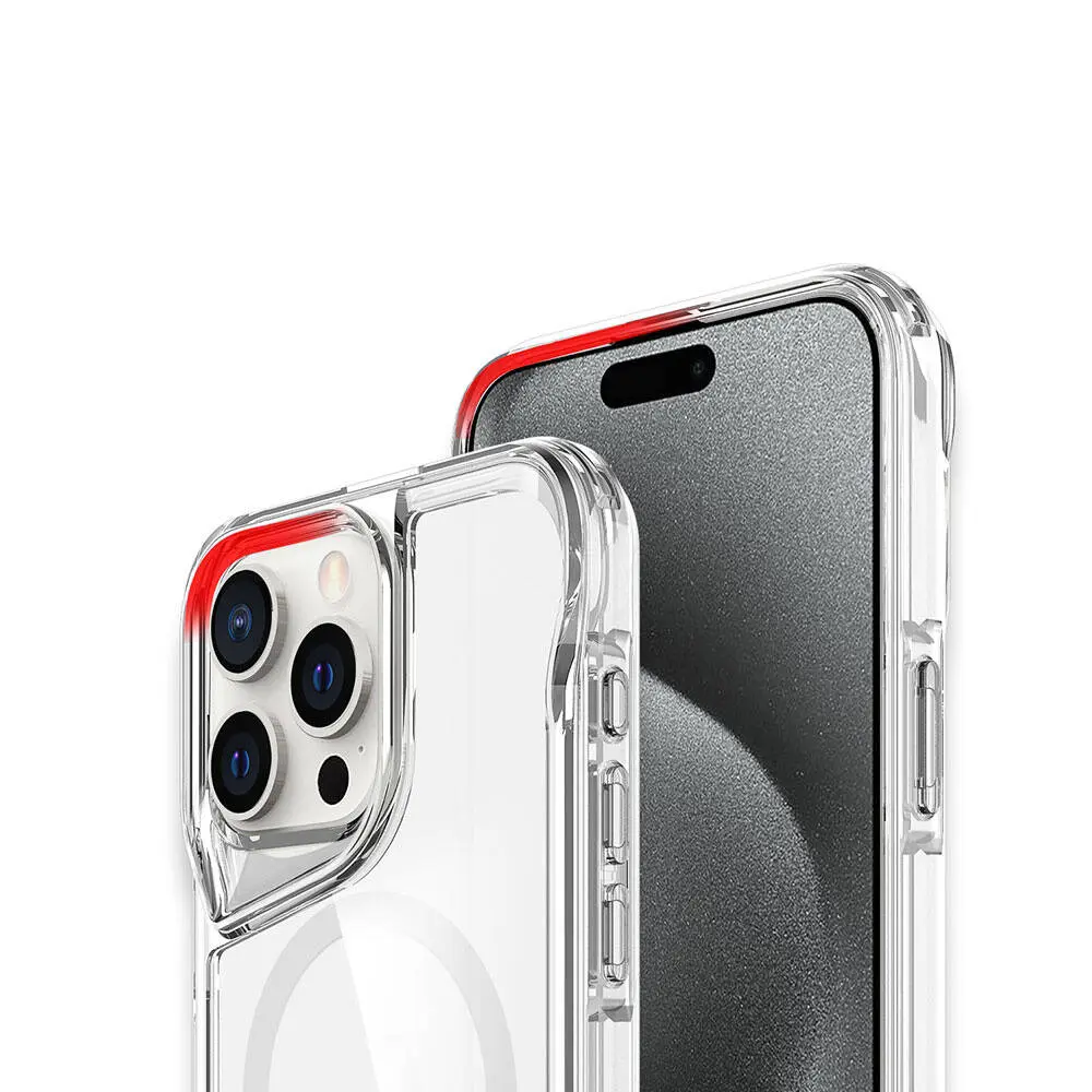 iPhone 15 Pro Max MagSafe Uyumlu Standlı Şeffaf Kılıf - Zore T-Max