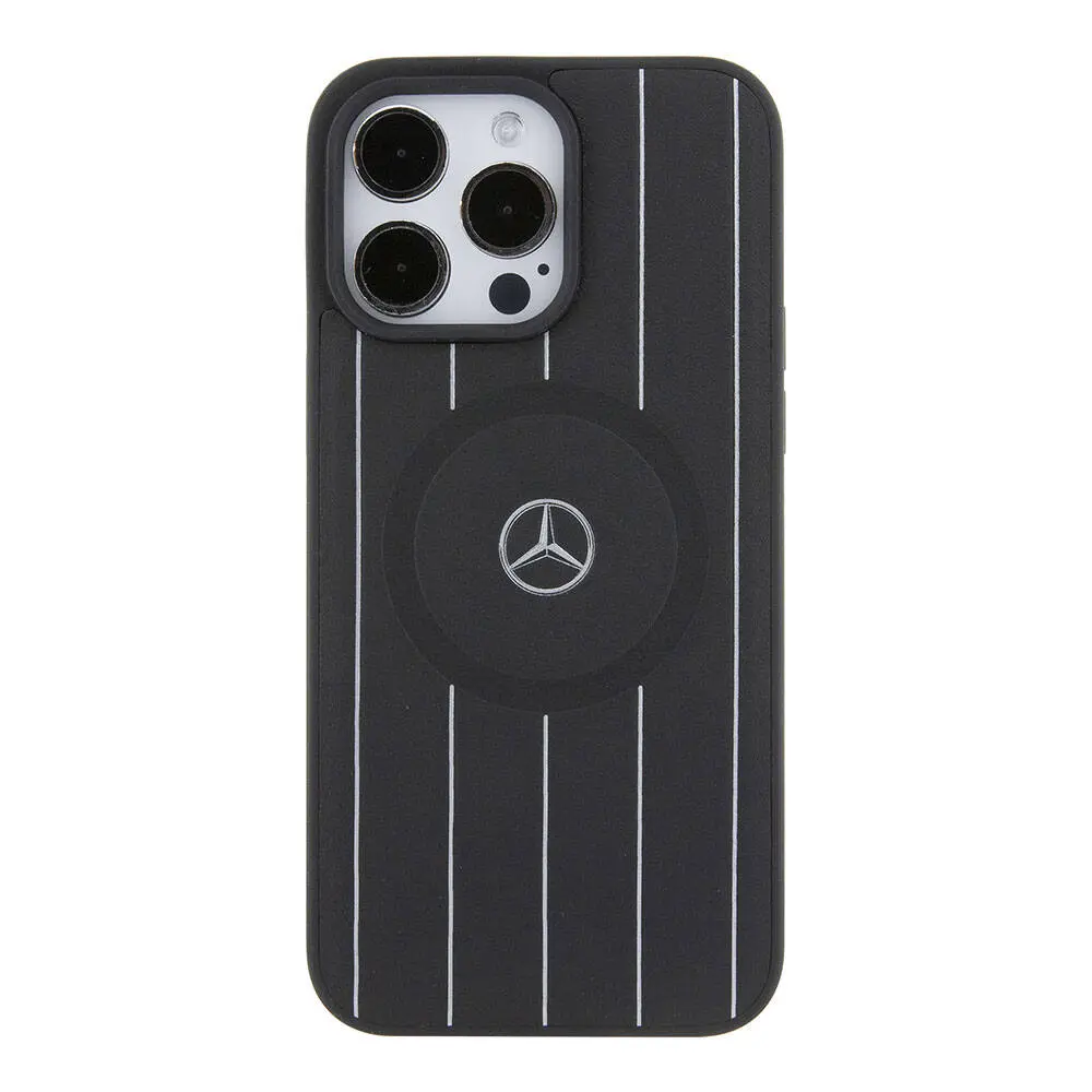 iPhone 15 Pro Max MagSafe Uyumlu Deri Kılıf - Mercedes Benz Paralel Çizgi