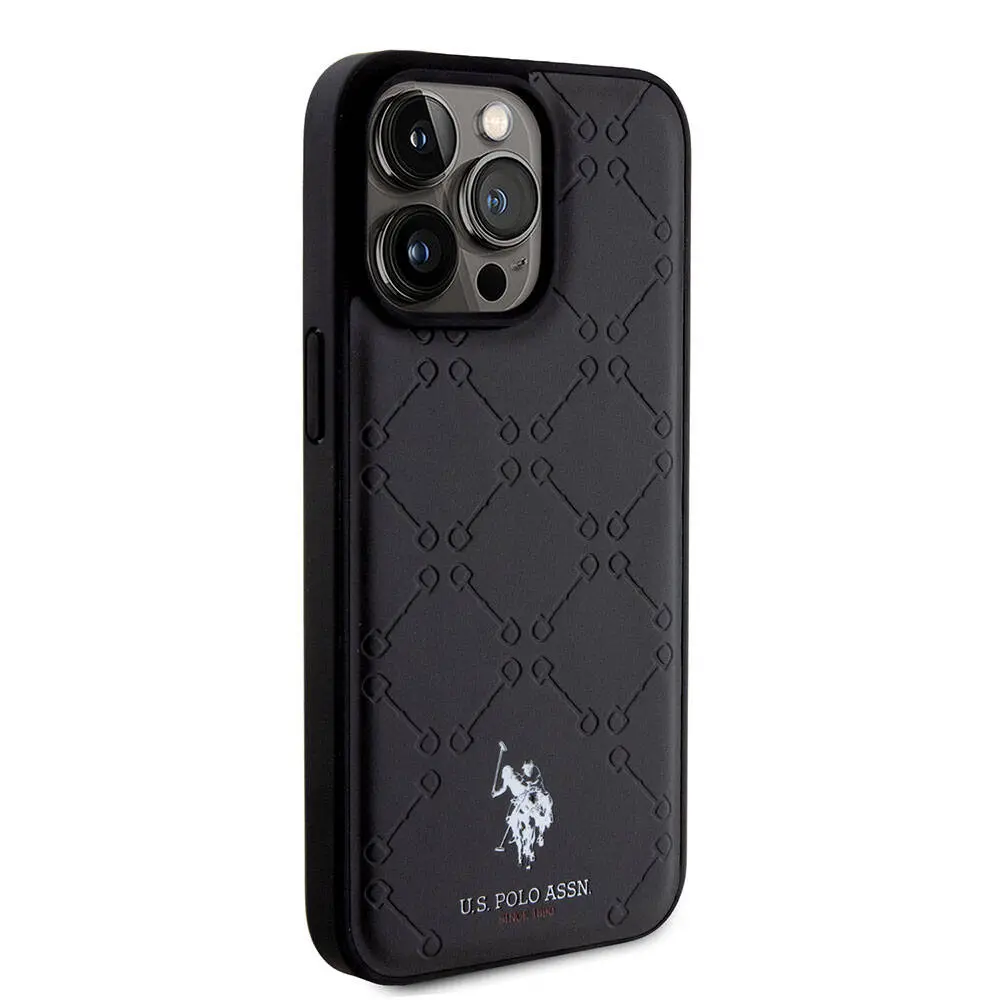 iPhone 15 Pro Max Suni Deri Kılıf - U.S. Polo Assn. HS Desenli
