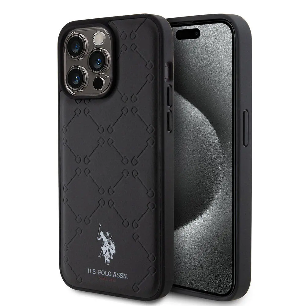iPhone 15 Pro Max Suni Deri Kılıf - U.S. Polo Assn. HS Desenli