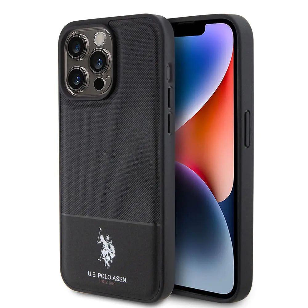 iPhone 15 Pro Max Suni Deri Örgü Desenli Kılıf - U.S. Polo Assn.