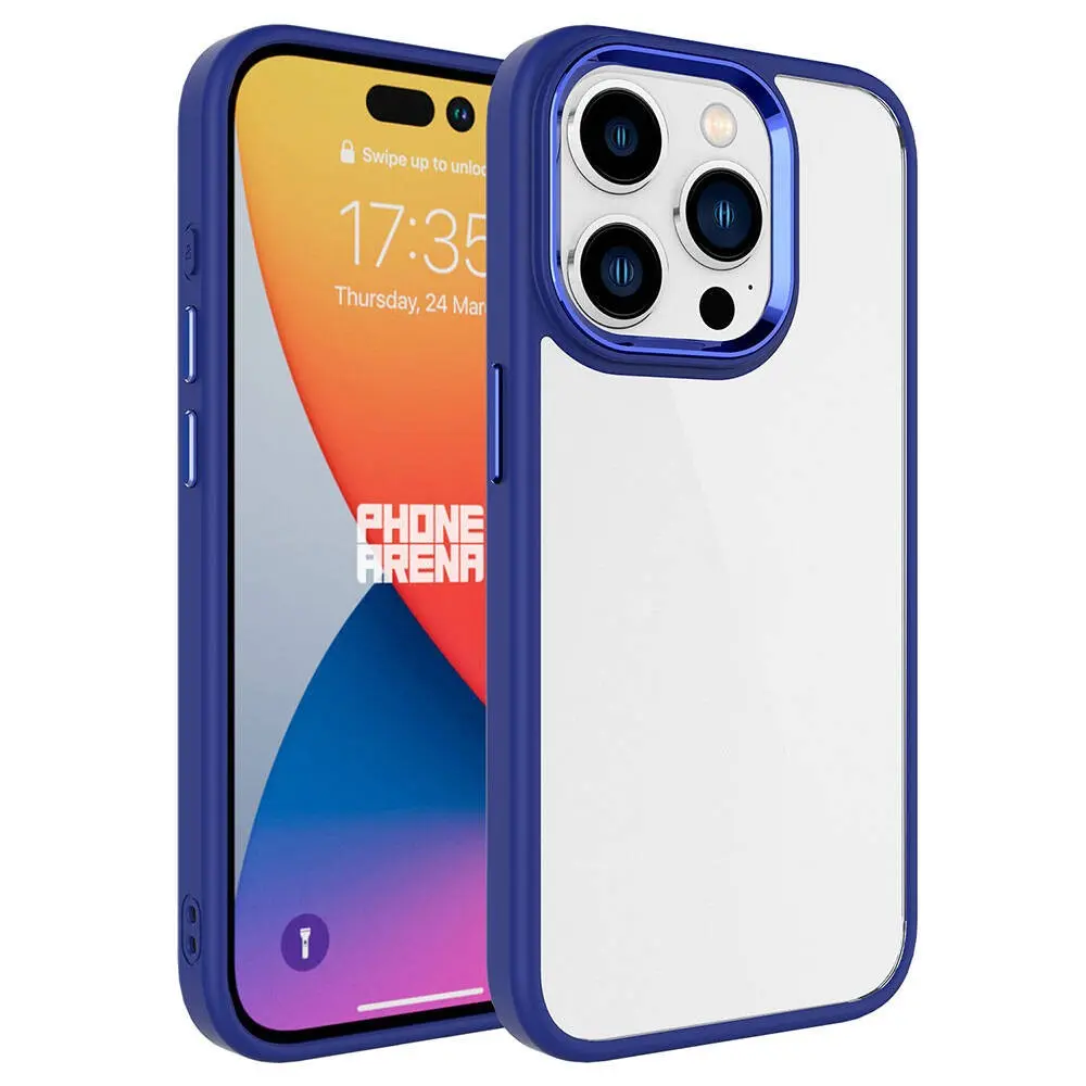iPhone 15 Pro Max Şeffaf Arka Yüzeyli Kılıf - Zore Krom Kapak