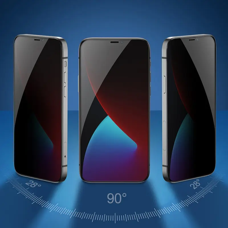 iPhone 15 Pro Max Hayalet Cam Ekran Koruyucu, Uygulama Aparatlı - Zore 5D Magic Privacy Glass