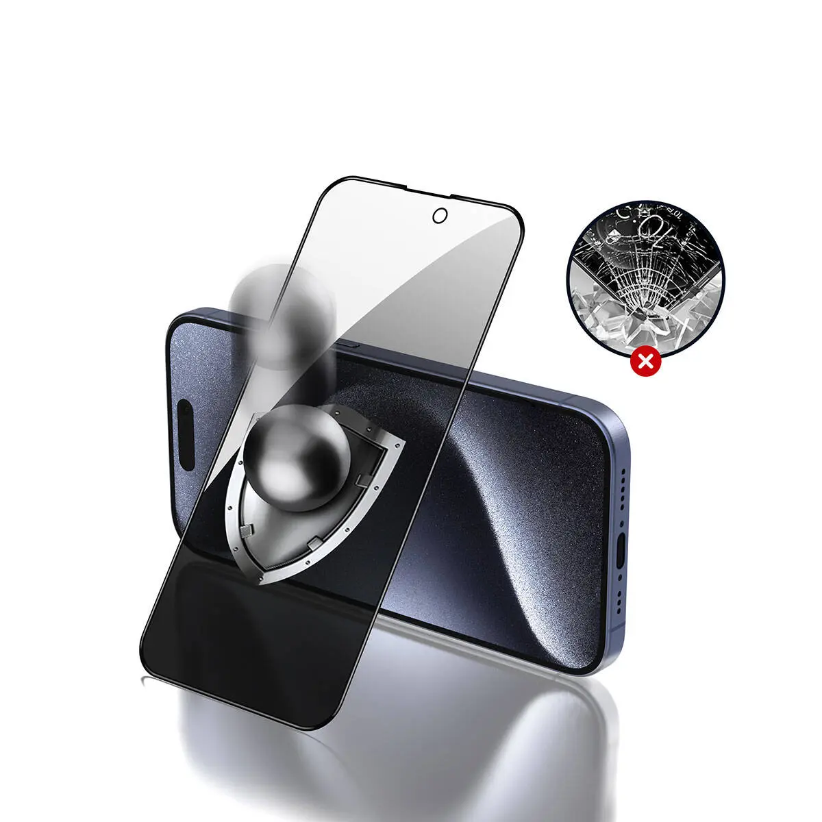 iPhone 15 Pro Max Gizlilik Filtreli Temperli Cam Ekran Koruyucu - Zore Rika