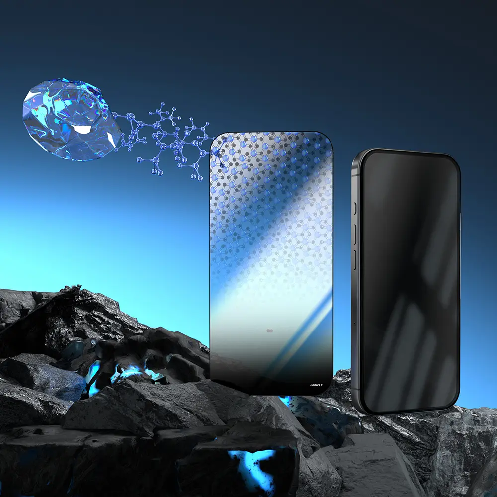 iPhone 15 Pro Safir Kaplama 3D Glue Temperli Cam Ekran Koruyucu - Mohseven