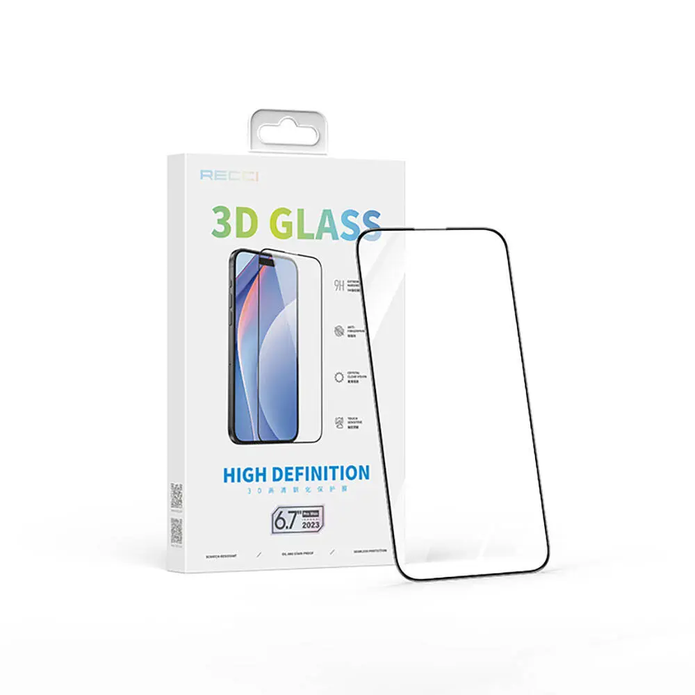 iPhone 15 3D HD Full Transparan Temperli Cam Ekran Koruyucu - Recci RSP-A01SD