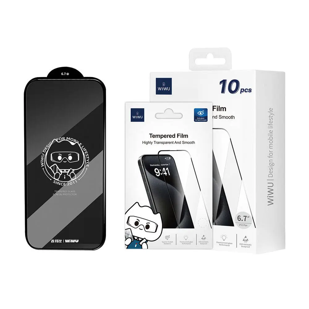 iPhone 15 Temperli Cam Ekran Koruyucu 10'lu Paket - Wiwu GT-008