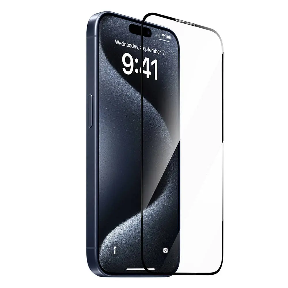 iPhone 15 Temperli Cam Ekran Koruyucu, Kolay Uygulama Aparatlı - Wiwu SQ-008