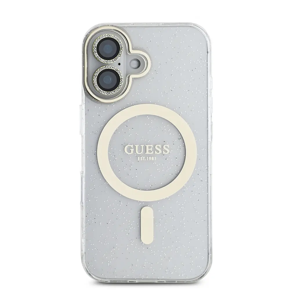 iPhone 16 Guess Lisanslı 3'lü Set: Simli Glitter Kılıf, Ekran ve Lens Koruyucu