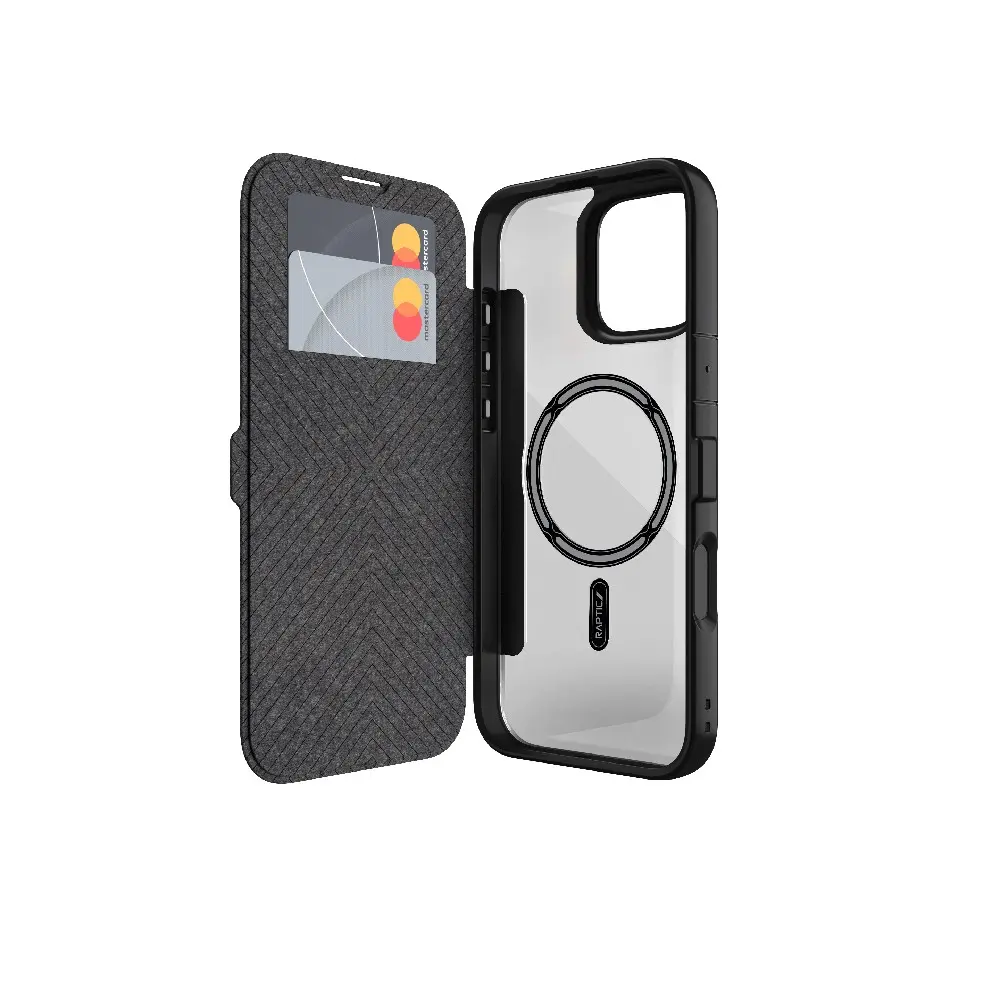 iPhone 16 MagSafe Uyumlu Kartlıklı Şeffaf Kılıf - Raptic Urban Folio