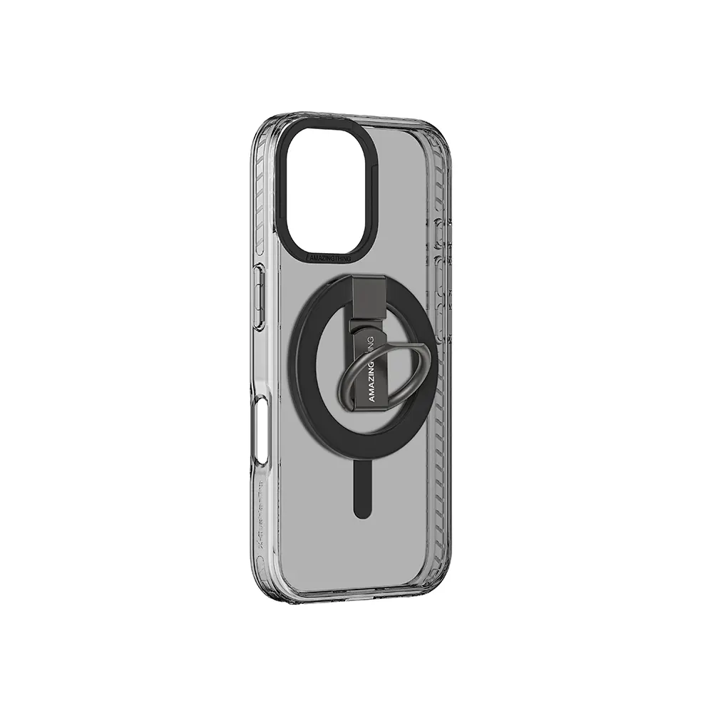 iPhone 16 MagSafe Uyumlu Yüzük Standlı Şeffaf Kılıf - Amazingthing Titan Pro