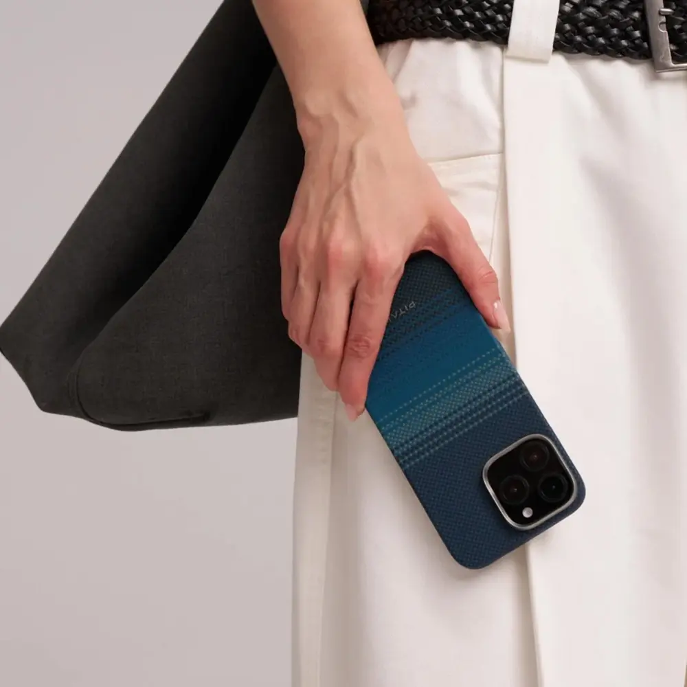 iPhone 16 MagSafe Uyumlu Aramid Fiber Kılıf - Pitaka Tactile Woven Moonrise