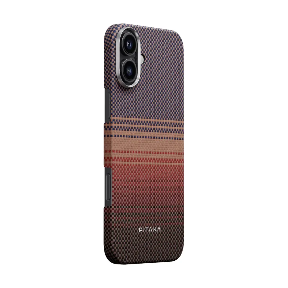 iPhone 16 MagSafe Uyumlu Aramid Fiber Kılıf - Pitaka Tactile Woven Sunset