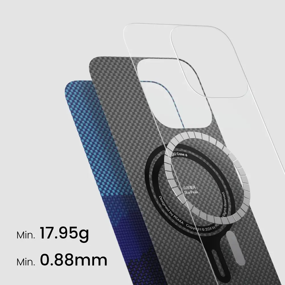 iPhone 16 MagSafe Uyumlu Aramid Fiber Kılıf - Pitaka Tactile Woven Starpeak